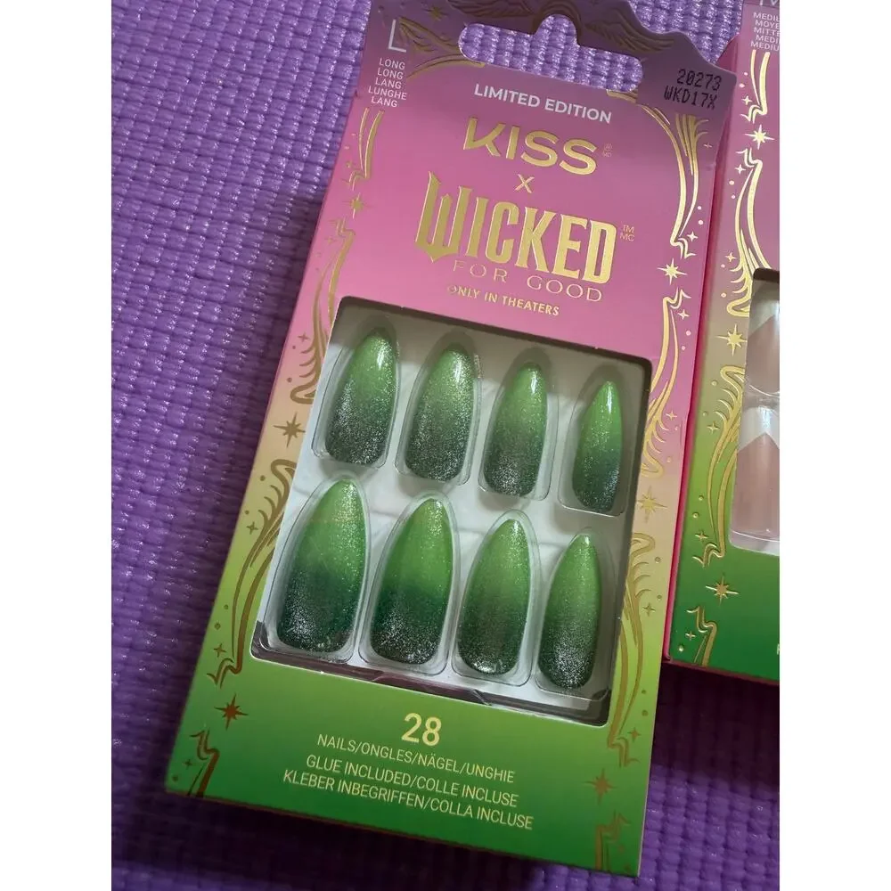 New Kiss Impress Falscara x Wicked Elphaba Glinda Lashes & Nails Lot